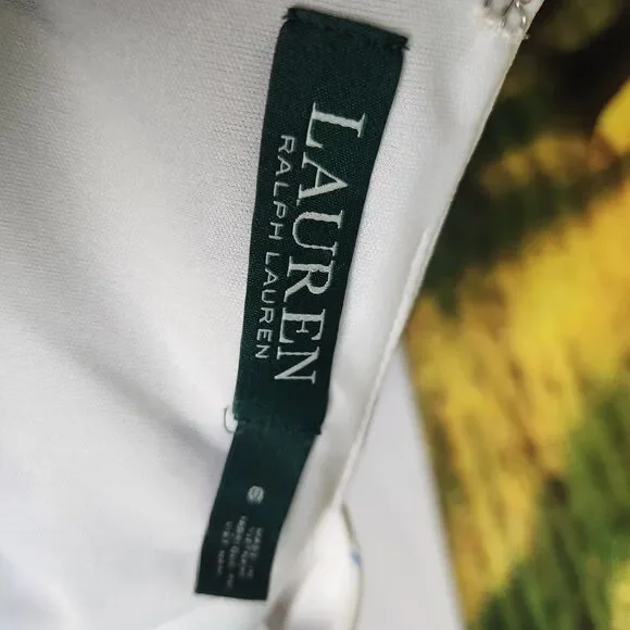 Lauren Ralph Lauren Womens 6 Cold Sholder Cut-Out Floral Crepe Shift Dress Blue - Picture 12 of 16